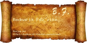 Bednarik Füzike névjegykártya